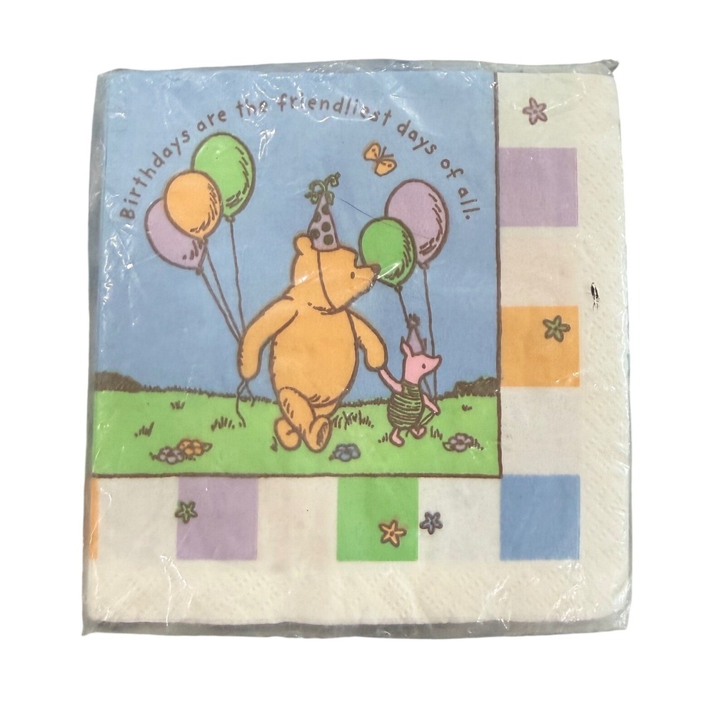 Vintage Hallmark Classic Winnie the Pooh Birthday Napkins 16ct Party Express USA